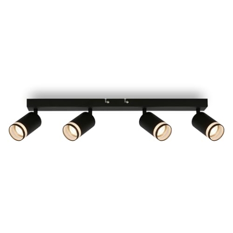 BRILONER - Deckenlampe mit seitl. Lichtauslass, schwenkbar, GU10, Deckenleuchte, Lampe, Wohnzimmerlampe, Schlafzimmerlampe, Küchenlampe, Deckenstrahler, Deckenbeleuchtung, 56 cm, Schwarz