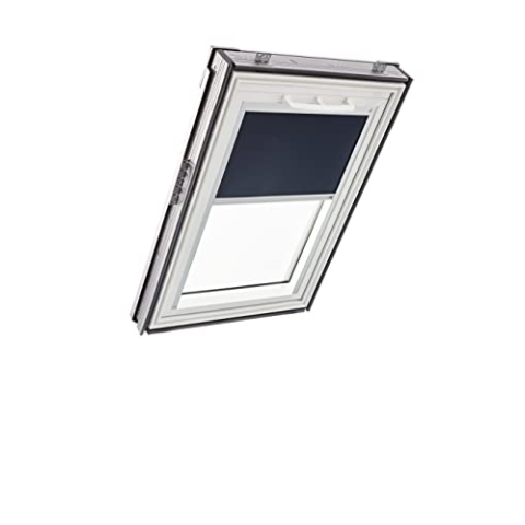 Original Roto Verdunkelungsrollo ZRV - Nahezu vollständige Verdunkelung - Führungsschiene Silber - Für Dachfenster der Baureihe Q - Größe 094/098 | 09/09 - Stofffarbe Blau