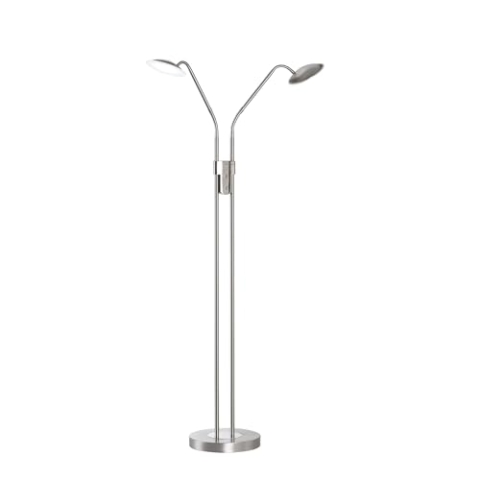 Fischer & Honsel Stehleuchte, Tallri | nickelfarben matt| H: 135 cm, D: 25,5 cm, A: 40 cm| stufenlos dimmbar| Farbtemperatureinstellung | 2x LED 7,5 Watt 2700/3350/ 4000 K | 1800 lm| EEG: F | 40488