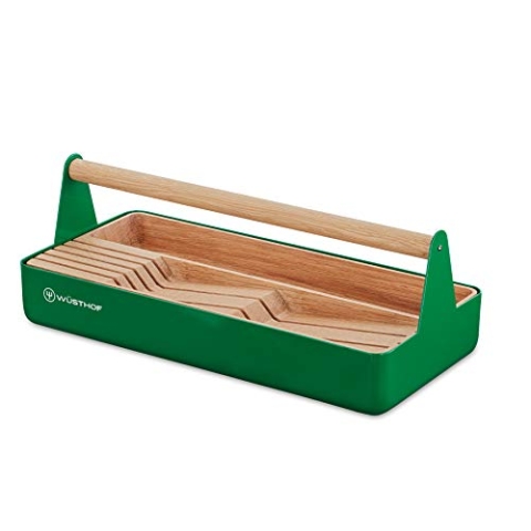 Wüsthof 7410 Tool Basket Urban Farmer, Buchenholz, Edelstahl, praktische Messeraufbewahrung für Stadtgärtner, grün
