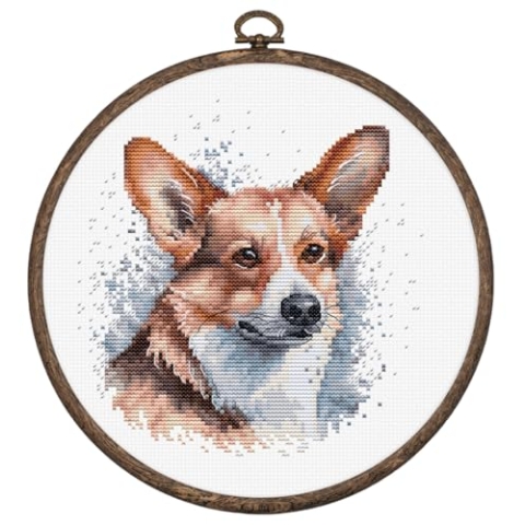 Luca-S Kreuzstich Stickpackung mit Stickrahmen Waliser Corgi Zählmuster