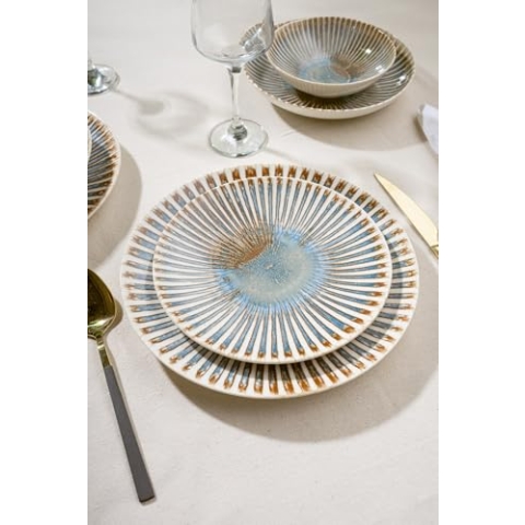 Elegant 24-Piece Dinner Set, 100% Porcelain | Includes Service Plates, Bowls & Dessert Plates | Dishwasher & Microwave Safe | Perfect for Any Occasion