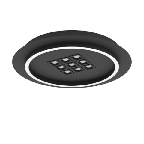 EGLO LED Deckenleuchte Balazote, runde Deckenlampe, Bürolampe dimmbar mit Fernbedienung, Metall in Schwarz und Kunststoff in Weiß, warmweiß-kaltweiß, Ø 38 cm