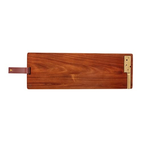 DOIY - Schneide- und Servierbrett - Holzbrett für Käse - Design inspiriert von Gruyère-Käse - Inklusive Messer zum Schneiden - Originelle Küchenaccessoires - Küchenbrett - 50,5x17x2 cm
