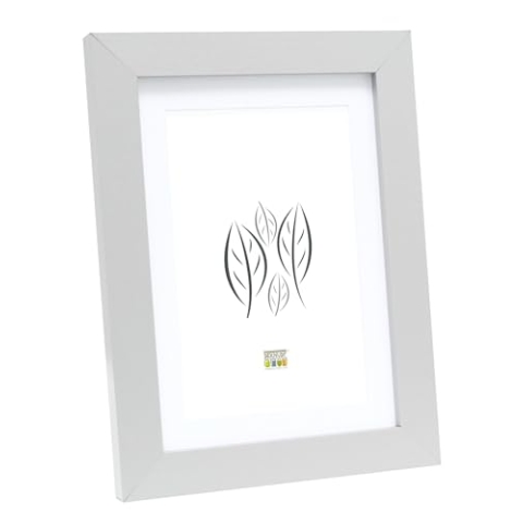 Deknudt Frames Bilderrahmen mit Passepartout - Silber - S66KD1 P1 40x60cm für Bild 30x45cm - Bilderrahmen Holz MDF - Bilder aufhängen
