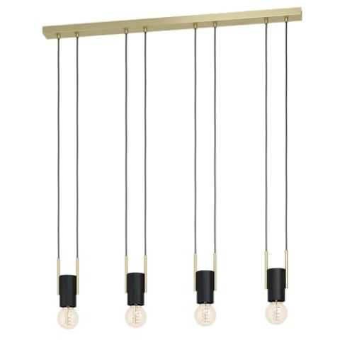 EGLO Pendelleuchte Bitachito, 4 flammige Hängelampe, elegant, Hängeleuchte aus Metall in Schwarz, Messing, Esstischlampe, Wohnzimmerlampe hängend mit E27 Fassung