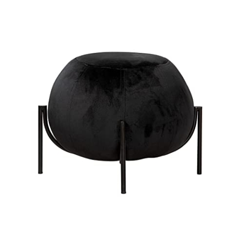Casablanca Sitz Hocker Pouf York - schwarz - mit Metallfüßen - Ø 59 cm