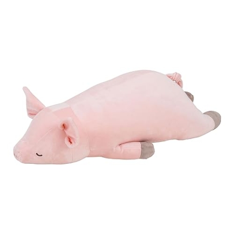 Nemu Nemu Animals 6209828 Plüschtier, Schwein Pinkie, Kuscheltier, extra weich und kuschelig, Stofftier, Designed in Japan, Kuschelkissen, Größe L, 55 cm