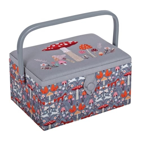 Hobby Gift Aufbewahrungsbox für Näharbeiten, bestickt, Wald-Fliegenpilz, mittelgroß