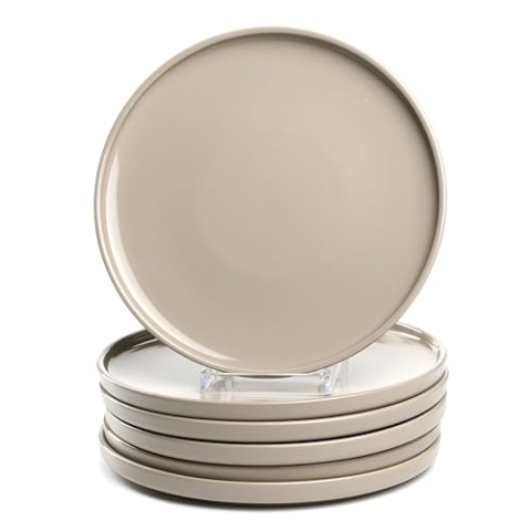 LEONARDO HOME Speiseteller ROMA 6er Set • Ø 27 cm • Mikrowellen- & Spülmaschinengeeignet • stapelbar • Keramik Geschirr für 6 Personen • Steingut-Teller mit glasierter Oberfläche • beige • 026362