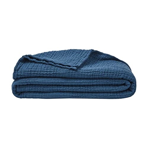ESSIX Plaid, einfarbig, aus Baumwollgaze, Jazzy, 130 x 170 cm, Petrolblau