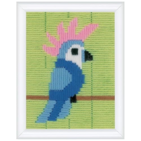 Vervaco PN-0179565 Kakadu Spannstich Stickpackung vorbezeichnet, Baumwolle, mehrfarbig, ca. 12,5 x 16 cm / 5" x 6,4"