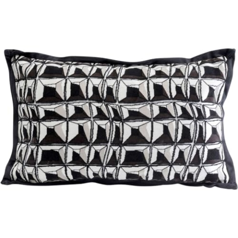 Kare Design Kissen Cut Pile, Schwarz/Weiß, Abnehmbarer Bezug mit Reisverschluss, mit Füllung, Dekokissen, Zierkissen, Wohnaccessoire, Bezug in Samtoptik, 50x30 cm (H/B)
