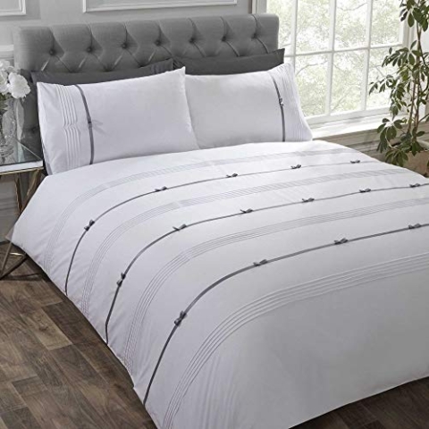 Rapport Clarissa_White_Double_Duvet_Cover Bettwäsche-Set für Bettdeckenbezug, weiß, Doppelbett