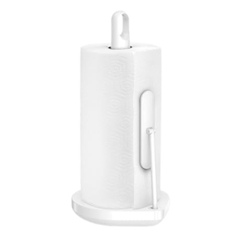 simplehuman KT1205 Spannarm Küchenrollenhalter, Küchenrollenhalter stehend, Papierrollenhalter, weißer Stahl, 5 Jahre Garantie