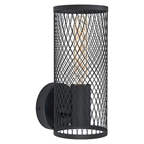 EGLO Wandlampe Redcliffe, 1 flammige Wandleuchte industrial, Wandbeleuchtung für Innen aus Metall, Wohnzimmerlampe in Schwarz, Flurlampe mit E27 Fassung