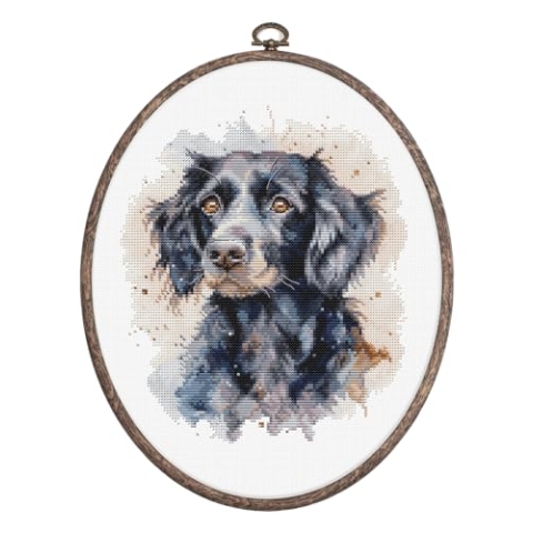 Luca-S Kreuzstich Stickpackung mit Stickrahmen Der Border Collie Zählmuster