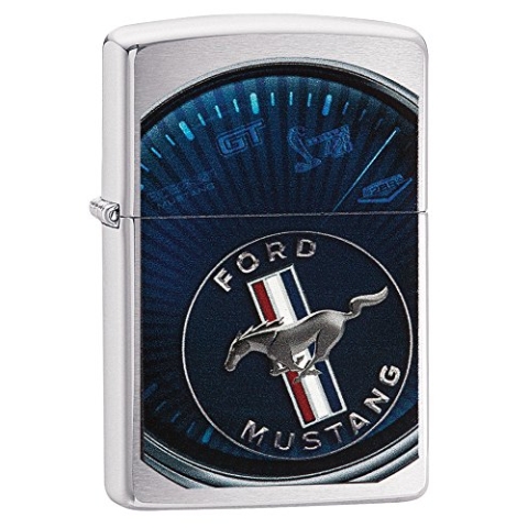Zippo Ford Mustang Benzinfeuerzeug, Messing, Edelstahloptik, 1 x 6 x 6 cm