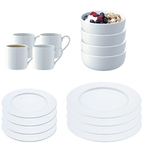 LSA Dine 16-teiliges Set mit Rand, Glas, White, Piece