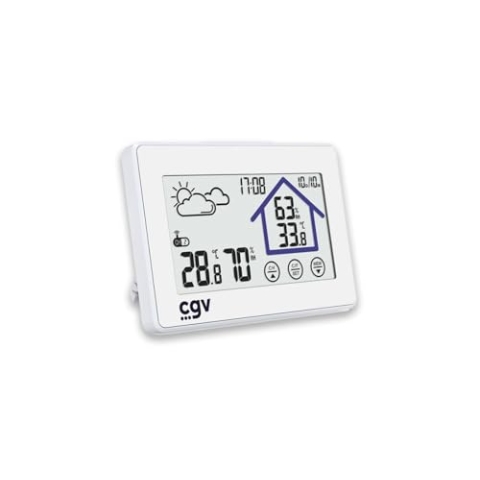 CGV My METEO-1BM Wetterstation kabellos mit Sensor | Thermometer, Hygrometer, Barometer | Innen/Außen | LCD-Display mit Touchscreen