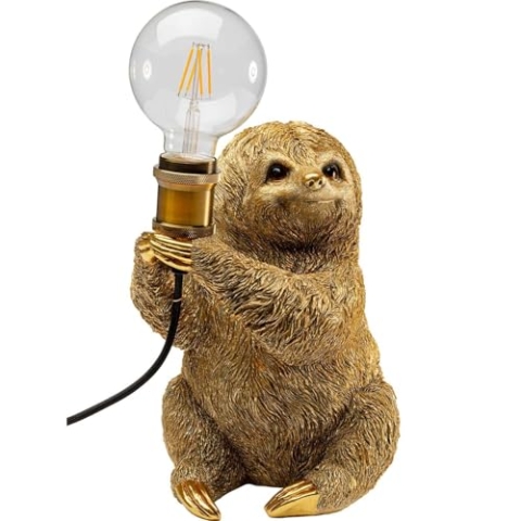 Kare Design Tischleuchte Animal, Gold, Faultier Motiv, Tischlampe, Deko Leuchte, Wohnzimmer, Leuchtmittel nicht inklusive, 30x25x20 cm (H-B-T)