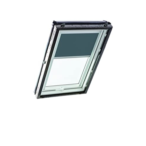 Original Roto Verdunkelungsrollo ZRV - Nahezu vollständige Verdunkelung - Führungsschiene Silber - Dachfenster Baureihe Designo R4/R7 und Classic 43/73 - Größe 065/118 | 06/11 - Stofffarbe Dunkelgrau