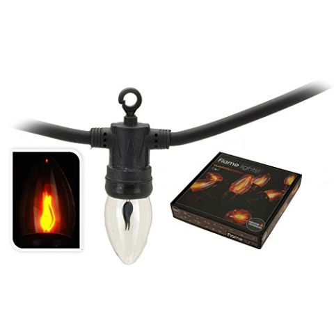 10 er E14 Lichterkette Strom Flammeneffekt Kamin Innen & Außen Kabel schwarz 360cm + 150cm Zuleitung