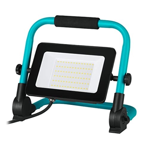 EGLO LED Baustrahler, tragbare Arbeitsleuchte aus Aluminium und Kunststoff, Arbeitsscheinwerfer in türkis und schwarz, Werkstattlampe schwenkbar, IP65, neutralweiß, 4500lm