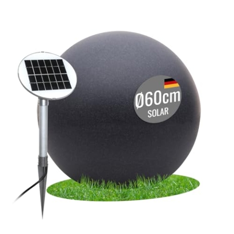 8 seasons design Shining Globe Solar LED Kugel-Leuchte Ø 60cm Anthrazit, inkl. Solarmodul und Leuchtmittel in warmweiß, Solarlampe für außen und innen, Garten, Balkon, Terrasse