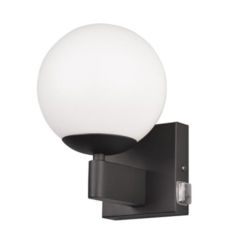 Trio Leuchten Badezimmer Wandleuchte Kula 284270132, Metall Schwarz matt, Glas Weiß, exkl. 1x E14