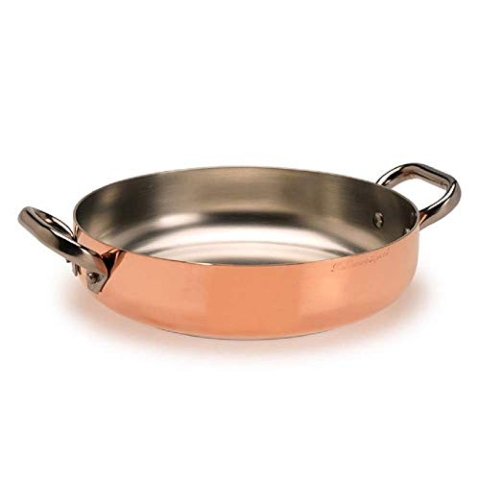 Pentole Agnelli ALCU110PI28 Verzinnte Kupferpfanne mit 2 Edelstahlgriffen und Induktionsboden, 28 cm