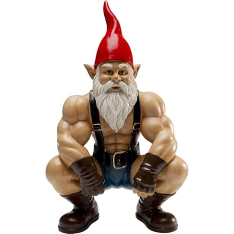 Kare Design Deko Figur Zwerg Muscle, Mehrfarbig, XL, Deko Objekt, Wohnaccessoires, Zwerg mit Muskeln, 48x29x17 cm (H/B/T)