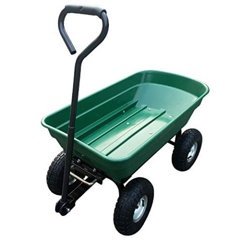 Herzberg,HG8028-75-GRE, Hand-Gartenwagen, Tragfähigkeit 200 kg, langlebige Stahlkonstruktion, 4 Räder für Stabilität, einfache Montage, optimale Manövrierbarkeit, 75L, grün
