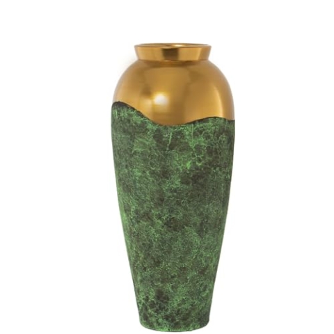 Alexandra House Living Vase, Grün, Gold, Keramik, 25 x 25 x 59 cm