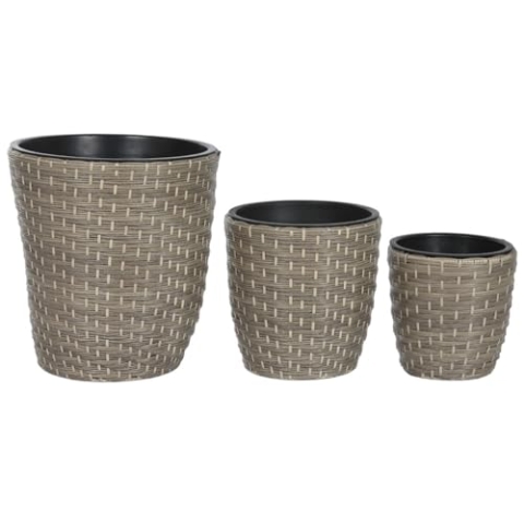 Home ESPRIT Blumentopf-Set, Polypropylen, Rattan, 40 x 40 x 45 cm