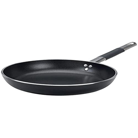 Pentole Agnelli Alblack Pfanne Induktion gerade, mit Boden geschliffen, aus Aluminium, Dicke 5 mm, Griff aus Edelstahl, Schwarz 20 cm schwarz