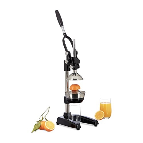 Relaxdays Zitronenpresse Premium Z8, manuelle Orangenpresse, Entsafter ohne Strom, professionelle Zitruspresse, schwarz