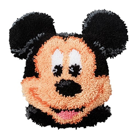 Vervaco Formkissen Mickey Mouse Knüpfpackung zum Selbstknüpfen eines Kissens, Stramin, weiß, 37 x 36 x 0,3 cm
