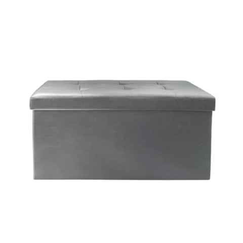 The Home Deco Factory Faltbare Polyurethan-Bankkiste, 76cm x 37.5cm x 37.5cm, Grau