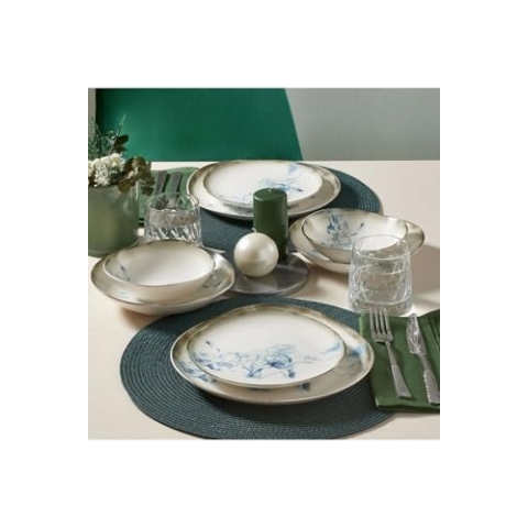 Elegant 24-Piece Dinner Set, 100% Porcelain | Includes Service Plates, Bowls, Dessert Plates | Dishwasher & Microwave Safe | Perfect for Any Occasion