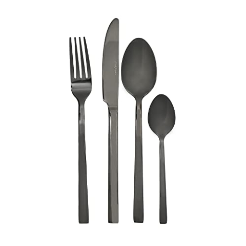 Mikasa C000390 Besteckset, Edelstahl, Schwarz, 16-teilig