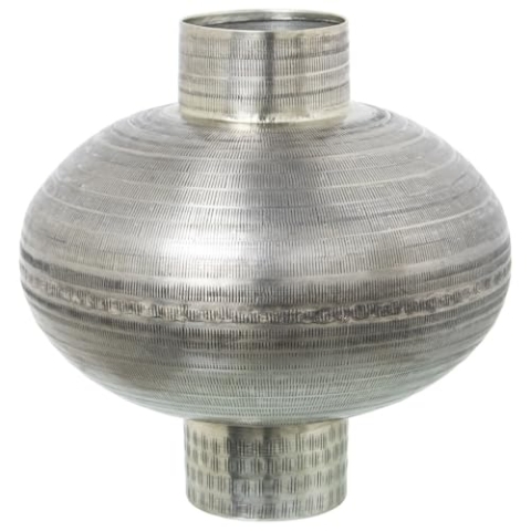 Alexandra House Living Vase, silberfarben, Metall, Antik-Finish, 50 x 33 x 33 cm