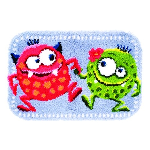 VERVACO Knüpfteppich Set DIY Handarbeit Set Knüpfset für Anfänger Monster Teppich zum Selber Knüpfen Basteln Erwachsene Kreativ 70 x 46 cm Latch Hook Kit Knüpfhaken Zubehör Haus Dekoration