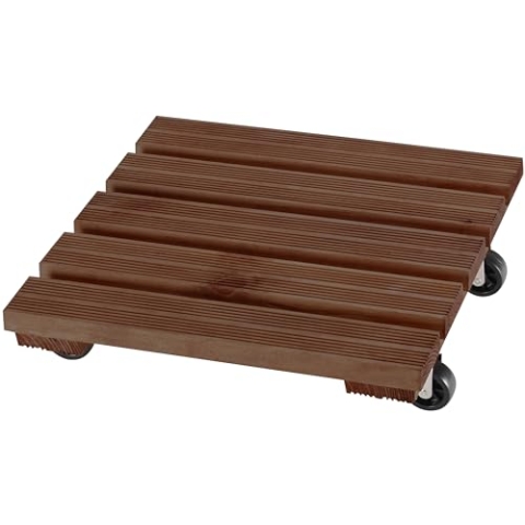 Dörner + Helmer Pflanzenroller Mammut, Quadratisch, 38cm x 38cm, 100kg Tragkraft, Rutschhemmend, für Outdoor, Dunkelbraun