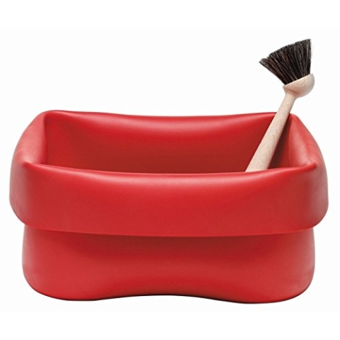 Normann Copenhagen Spülschüssel/Spülbehälter inklusive Spülbürste Gummi rot, H: 28 x L: 28 x D: 14 cm