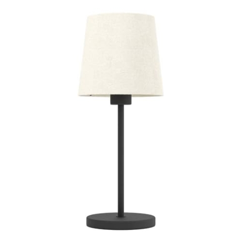 EGLO Nachttischlampe Febres, Tischlampe mit Textil Lampenschirm, Zimmer Deko Schlafzimmer, Wohnzimmerlampe aus Metall in Schwarz und Bouclé Stoff in Weiß, E27 Fassung