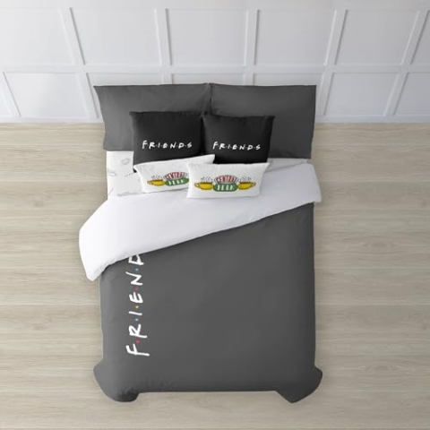 Belum | Bettbezug mit Knöpfen, 100% Baumwolle, Modell Friends Marengo, für Betten mit 90 cm Breite (155 x 220 cm), Leichter und bequemer Bettbezug, offizielles Lizenzprodukt