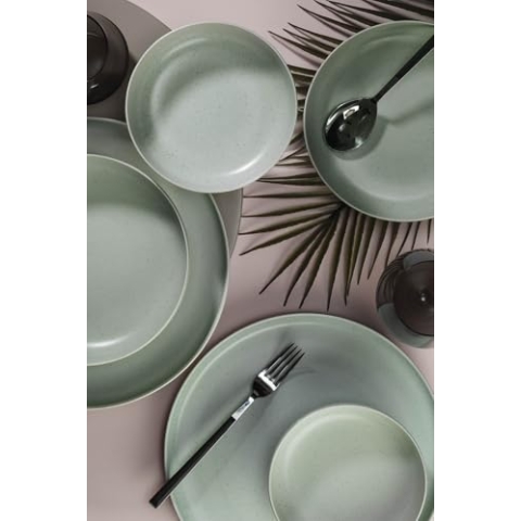Elegant 18-Piece Dinner Set, 100% Porcelain | Includes 6 Service Plates (27 cm), 6 Plates (21 cm), 6 Bowls (15 cm) | Dishwasher & Microwave Safe, Perfect for Any Occasion