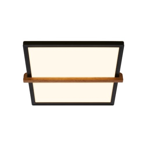 BRILONER - LED Deckenlampe mit Holz, indirektes Licht, 3.000K warmweiß, Lampe, Deckenleuchte, Wohnzimmerlampe, LED Panel, Küchenlampe, Deckenbeleuchtung, 29 x 31,5 x 4 cm, Schwarz