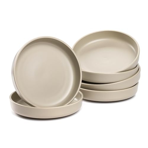 LEONARDO HOME Speiseteller ROMA 6er Set • Ø 19,7 cm • Mikrowellen- & Spülmaschinengeeignet • stapelbar • Keramik Geschirr für 6 Personen • Steingut-Teller, leicht matte Oberfläche • beige • 026363
